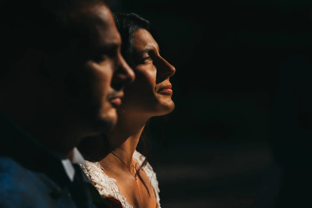 Bride and groom side by side during the ceremony