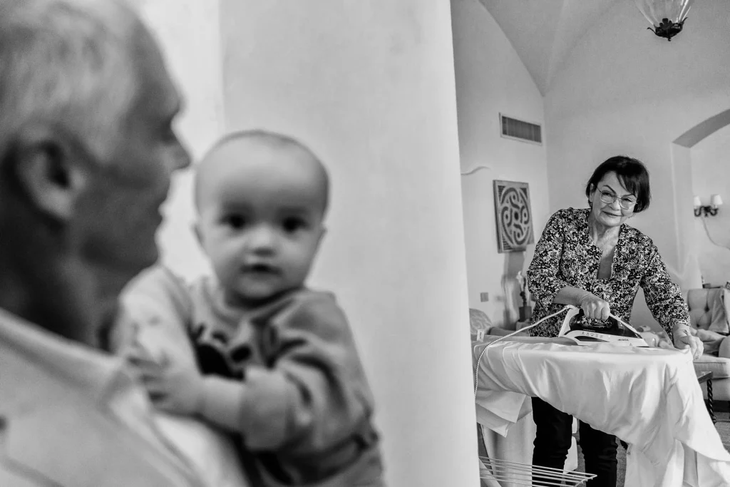 Ravello Wedding at Belmond Hotel Caruso – Amalfi Coast Destination Wedding 22 Baby being held during wedding morning prep