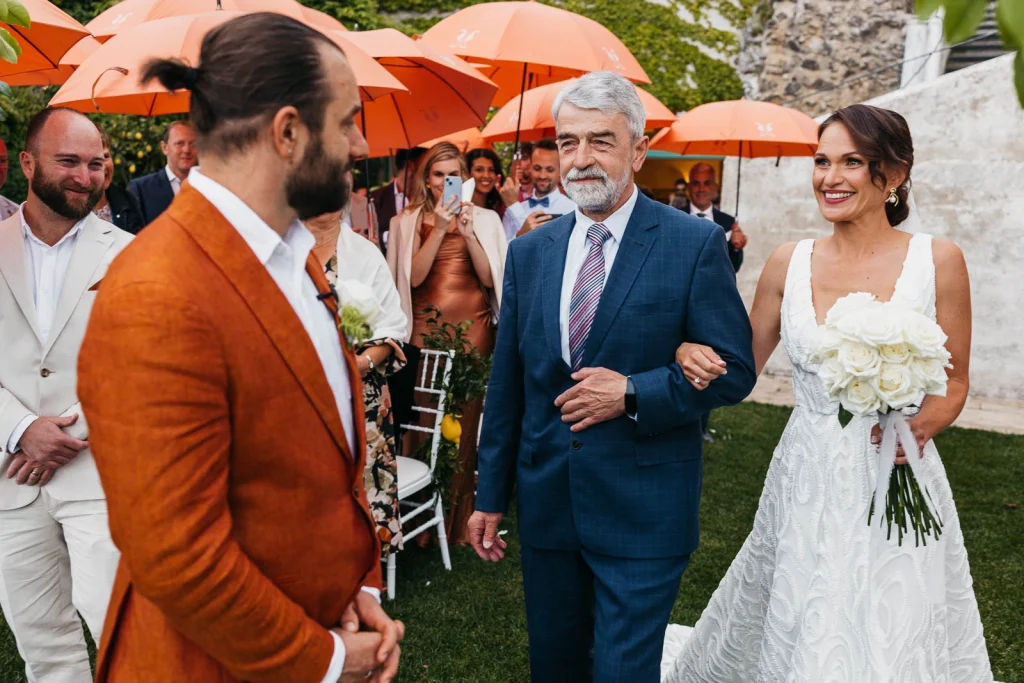 Ravello Wedding at Belmond Hotel Caruso – Amalfi Coast Destination Wedding 38 Groom and bride’s father sharing a laugh before the ceremony