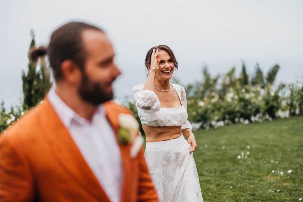 Ravello Wedding at Belmond Hotel Caruso – Amalfi Coast Destination Wedding 58 Groom smiling while looking at his bride during reception