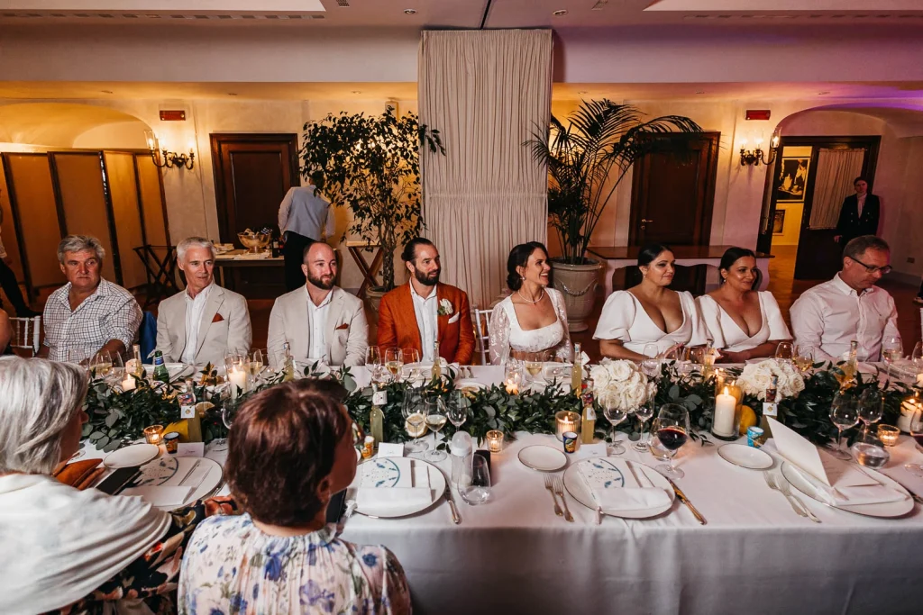 Ravello Wedding at Belmond Hotel Caruso – Amalfi Coast Destination Wedding 65 Katherine delivering her speech with a microphone in hand
