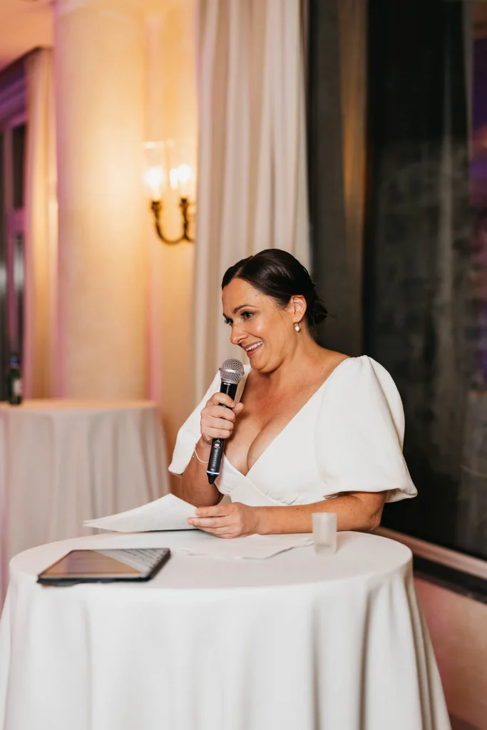 Ravello Wedding at Belmond Hotel Caruso – Amalfi Coast Destination Wedding 67 Groom giving a speech during the wedding dinner